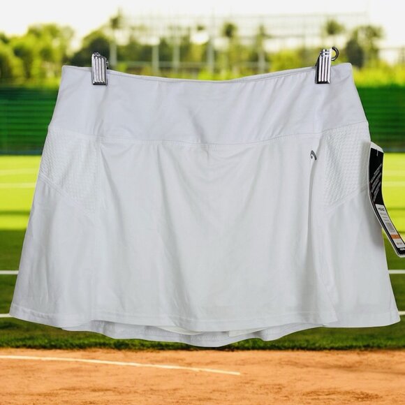 Head Pants - HEAD Fresh Mesh Skort NEW Womens Medium Waist Pocket White Pull On Golf Tennis